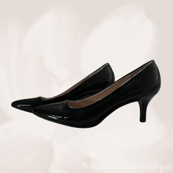 Metaphor Black Patent Pointed Toe Pumps Heels - Size 7 - Picture 1 of 5